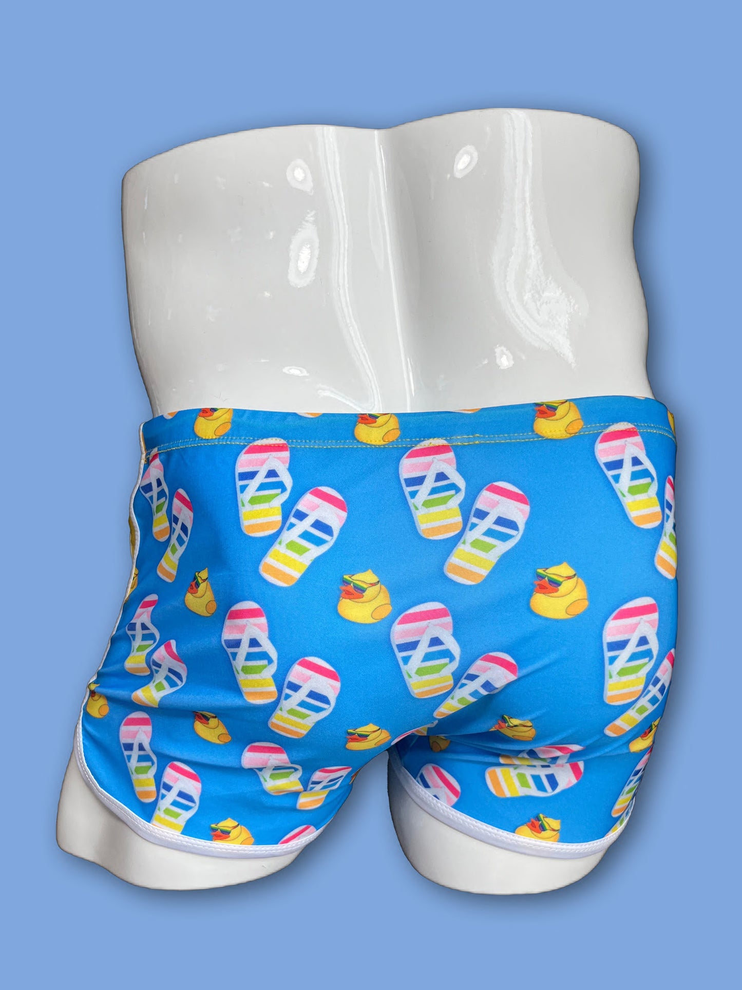 Pride Flip Flop Blue Swimwear Shorts - Swimsuit Square Cut