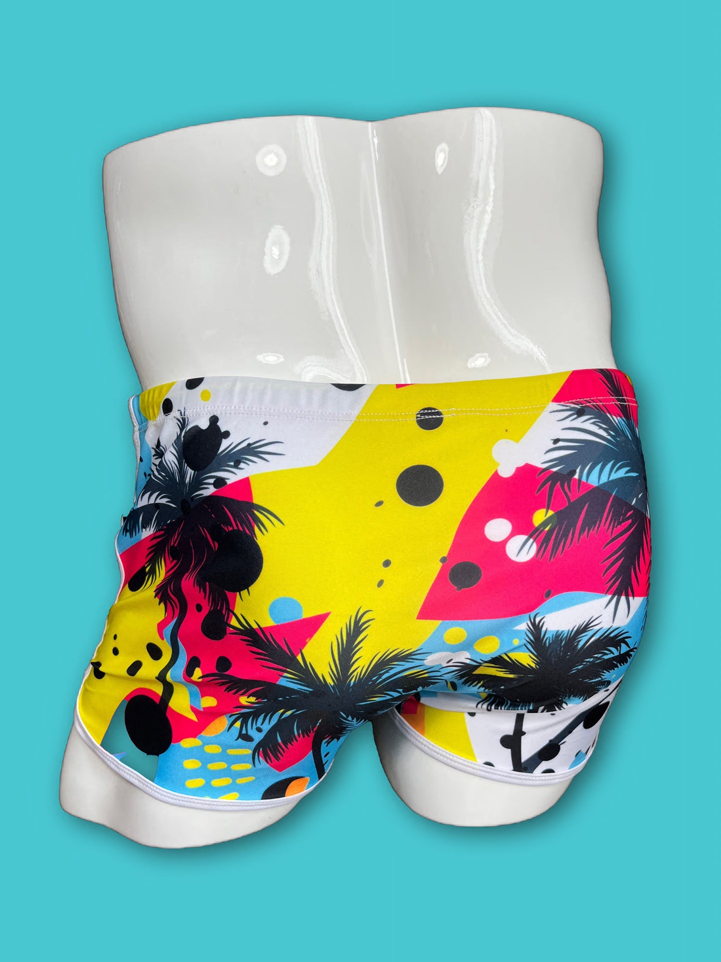 Miami palm 80s theme swimwear briefs square cut