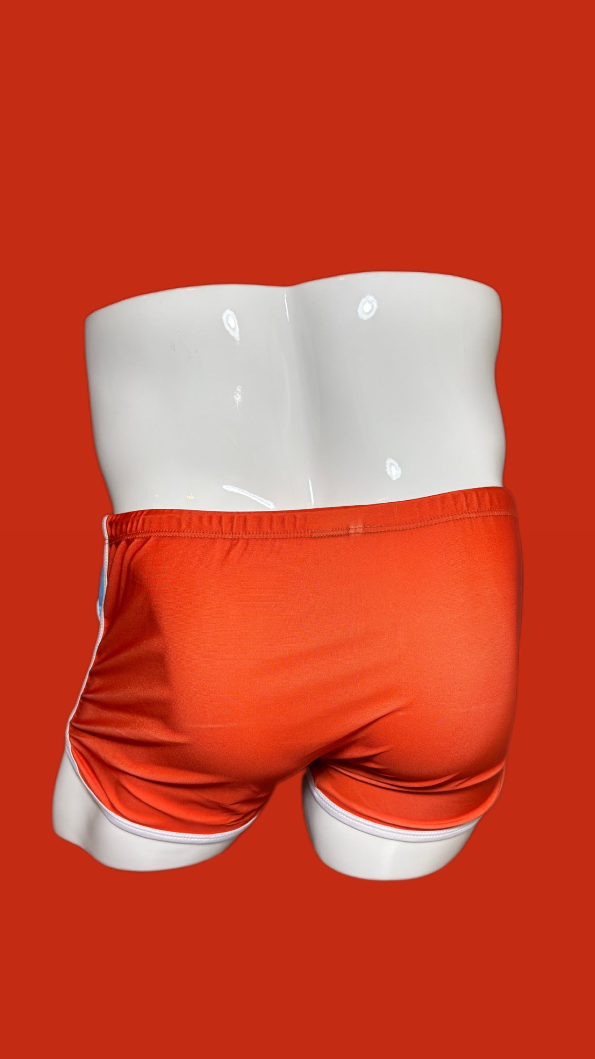 orange with baby blue swim sorts square cut onip-wear