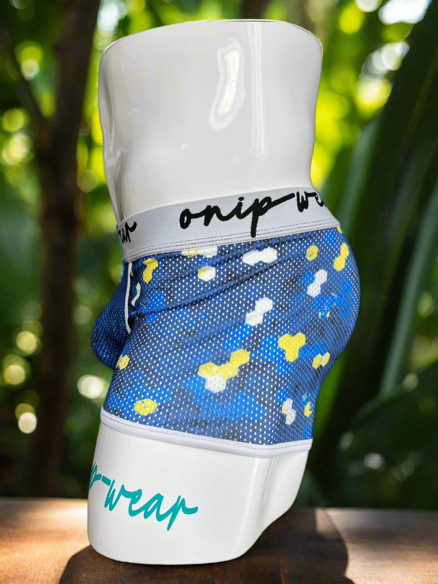Blue yellow men boxer briefs underwear