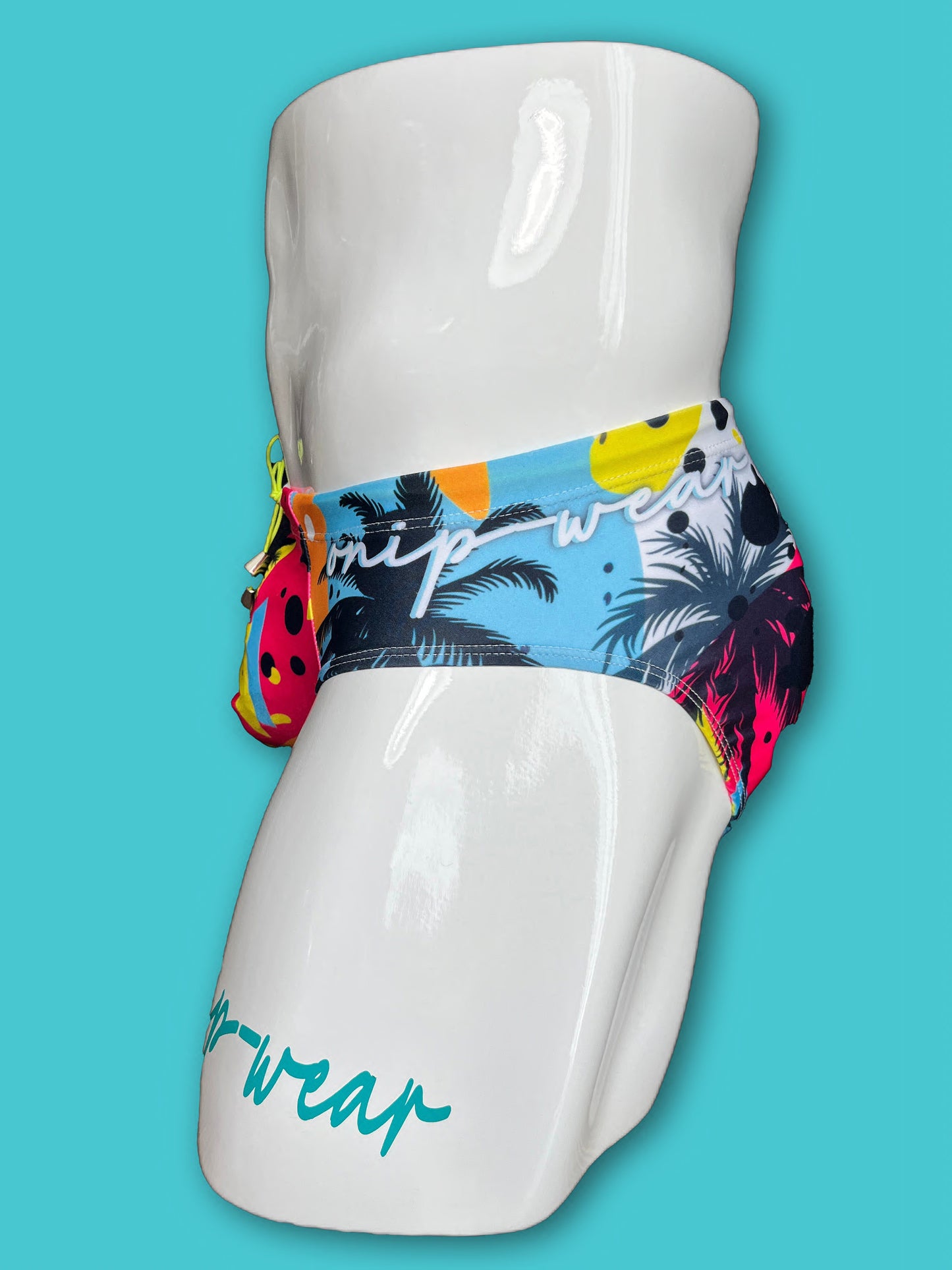 Miami palm 80s theme swimwear briefs bikini