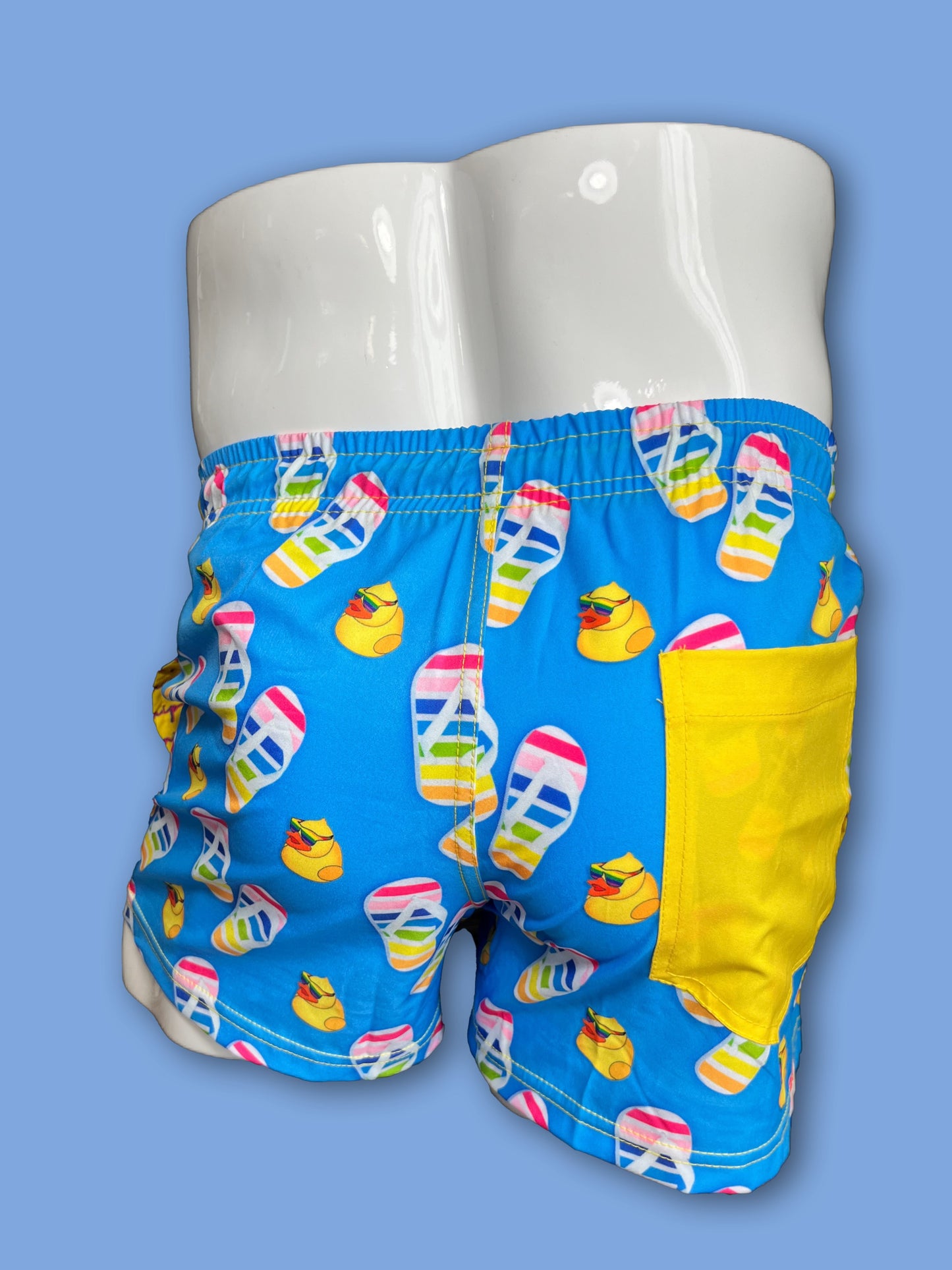 Pride Flip Flop Blue Swimwear Shorts - 3 inch inseam