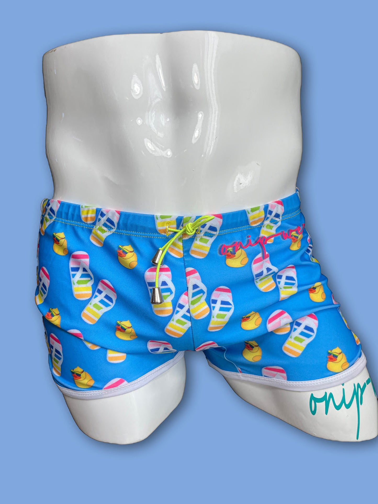 Pride Flip Flop Blue Swimwear Shorts - Swimsuit Square Cut