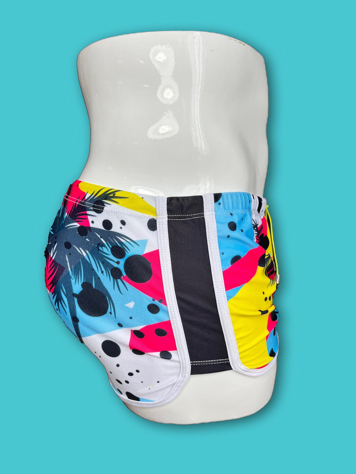 Miami palm 80s theme swimwear briefs square cut