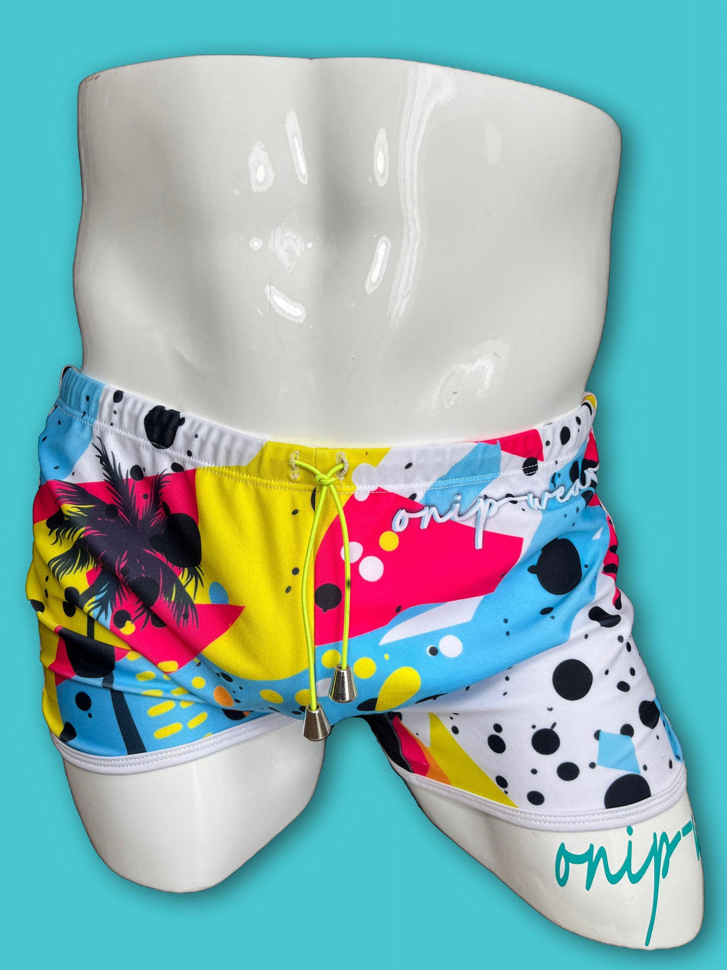 Miami palm 80s theme swimwear briefs square cut