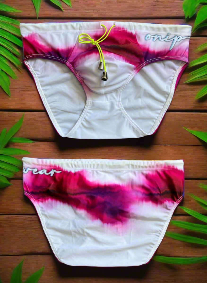 Pink Water White Swimwear Briefs- Swimsuit Bikini