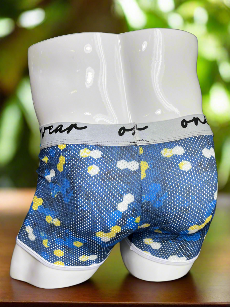 Blue yellow men boxer briefs underwear