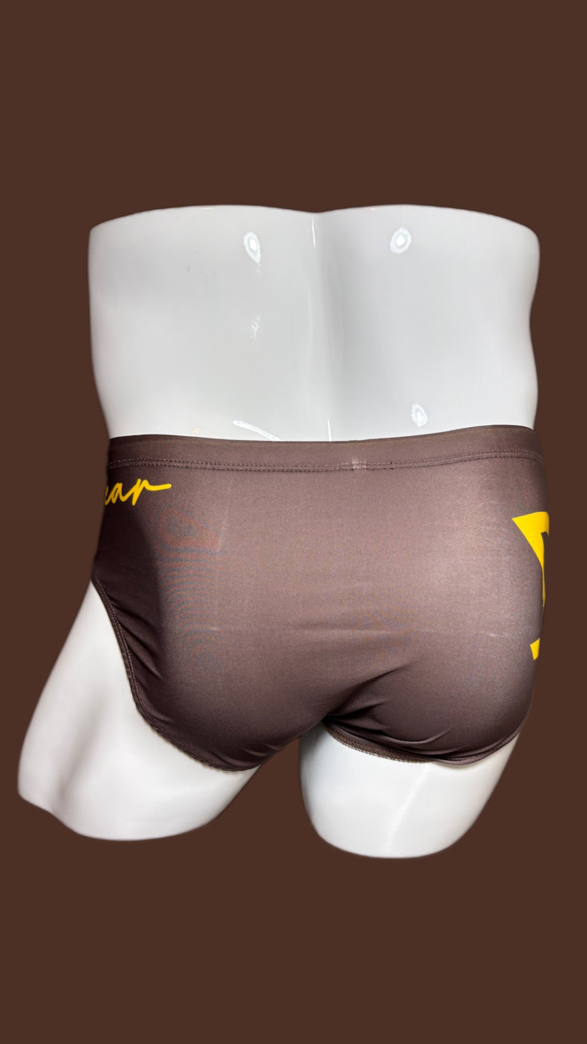 Brown with yellow accent swimsuit by Onip-wear
