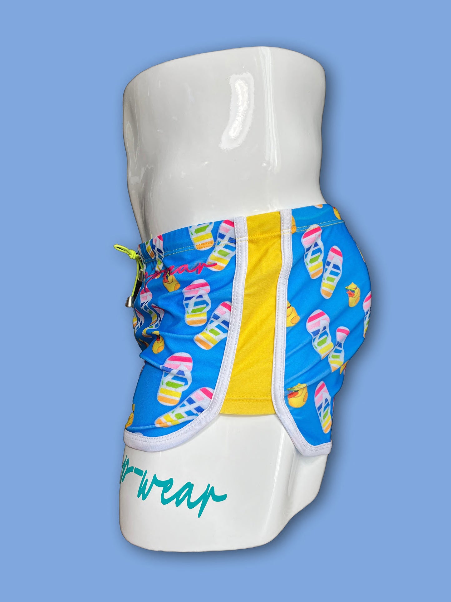 Pride Flip Flop Blue Swimwear Shorts - Swimsuit Square Cut