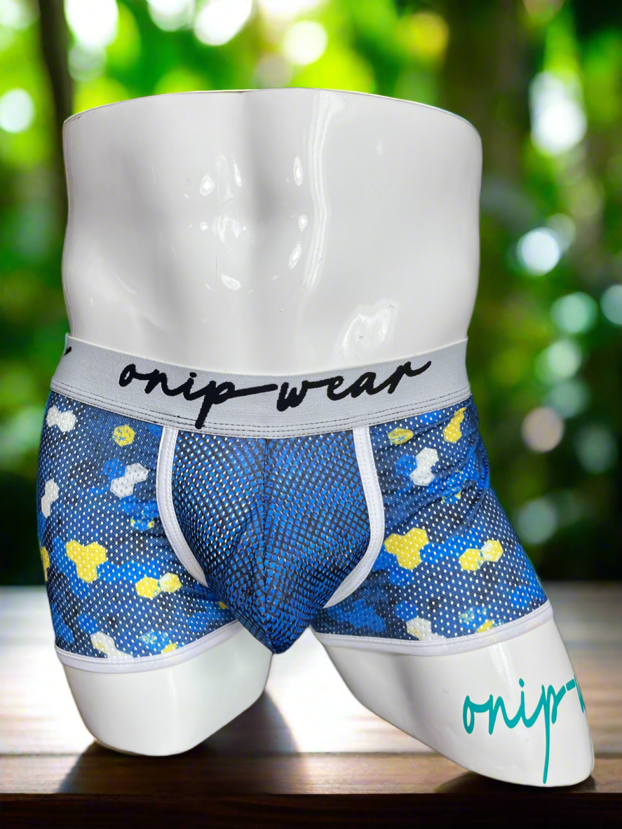 Blue yellow men boxer briefs underwear