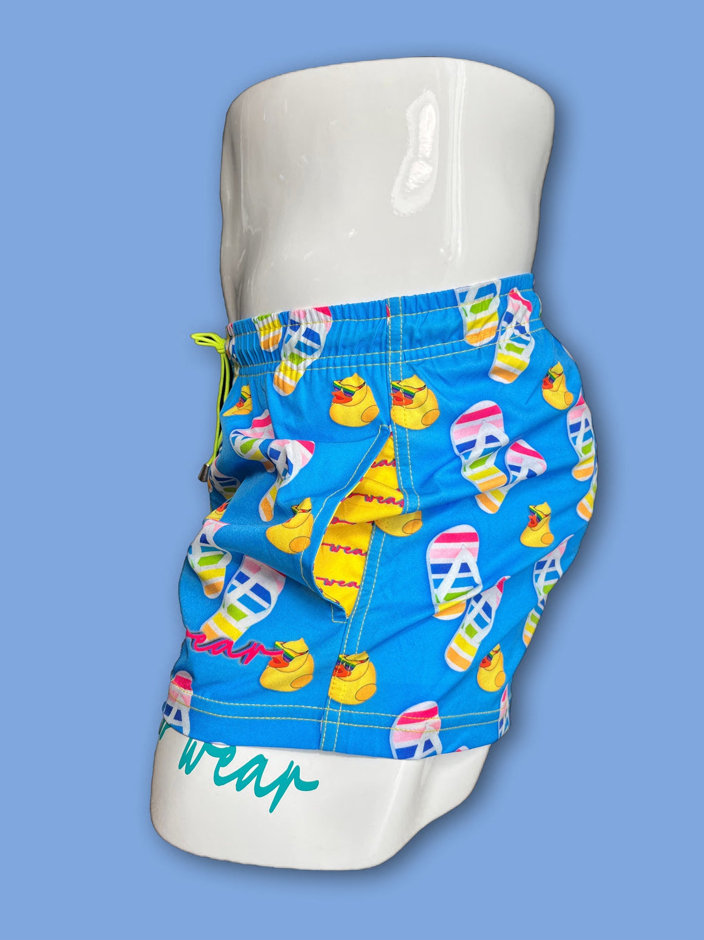Pride Flip Flop Blue Swimwear Shorts - 3 inch inseam
