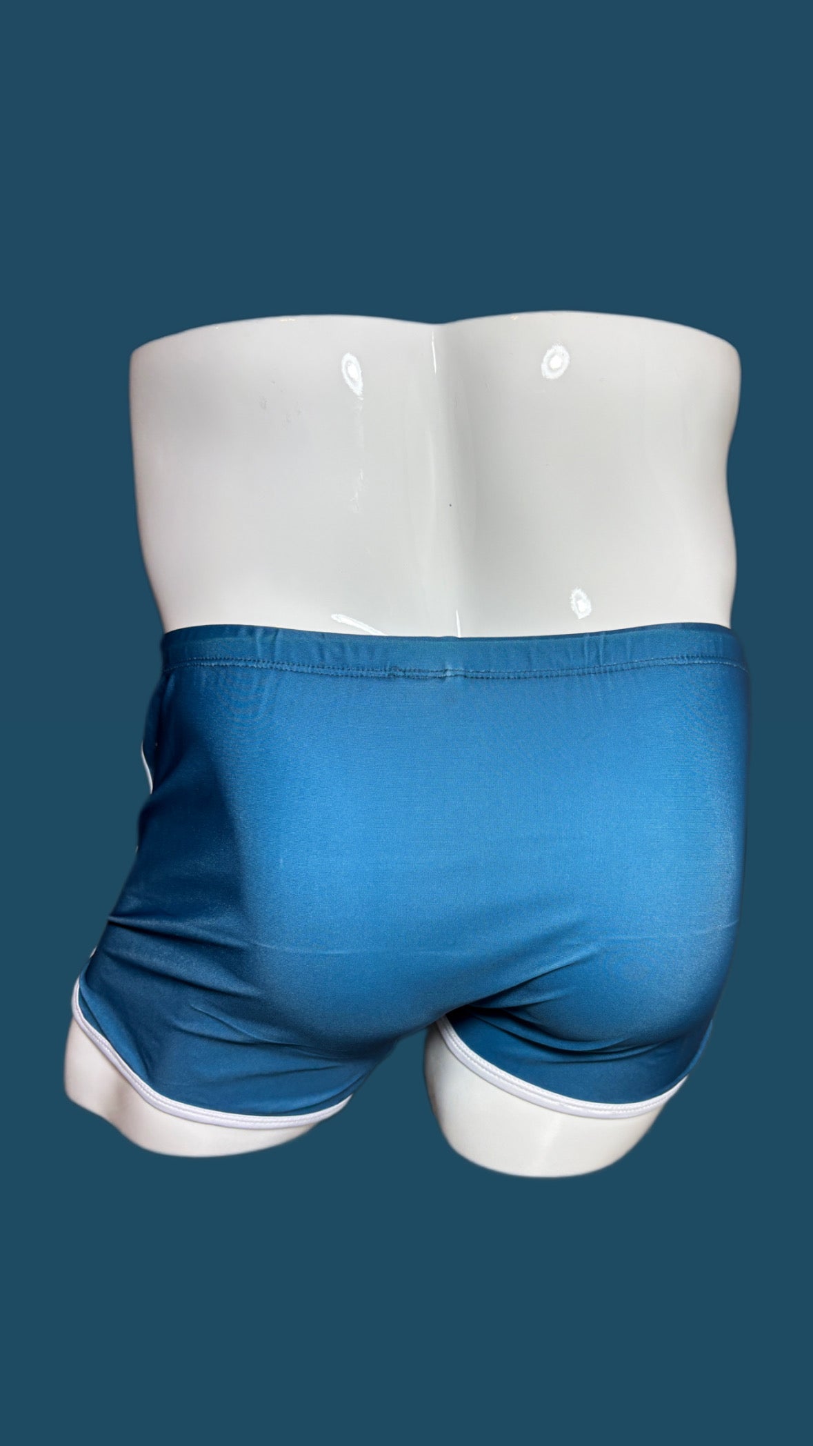 Deep Teal Square Cut Swim Short with Orange Detail | Onip‑Wear