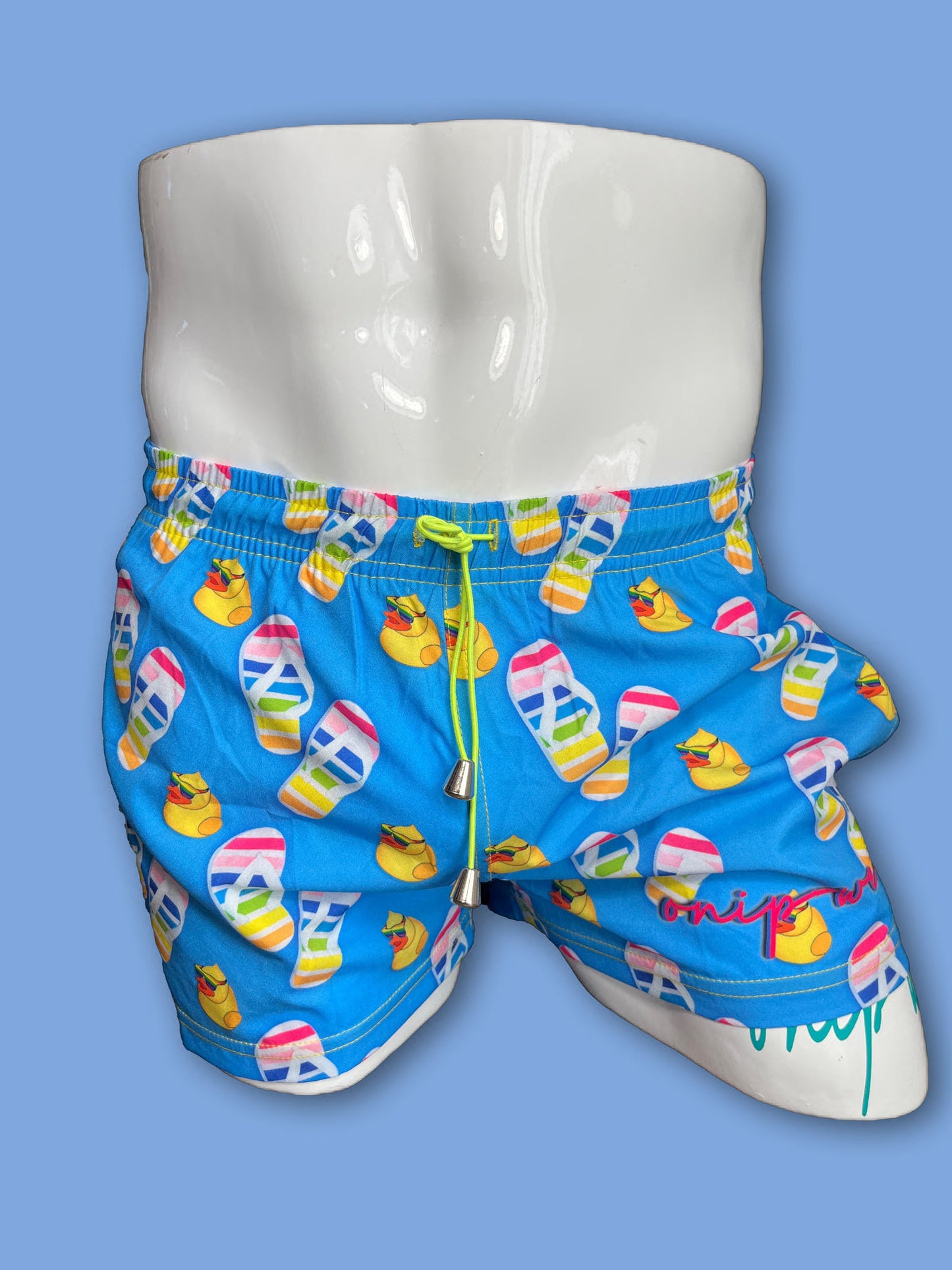 Pride Flip Flop Blue Swimwear Shorts - 3 inch inseam