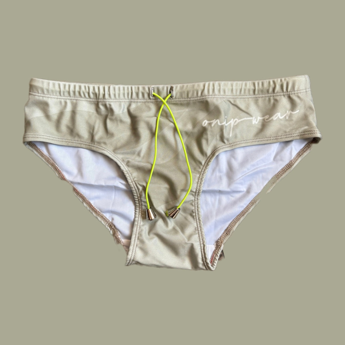 beige wave swim briefs