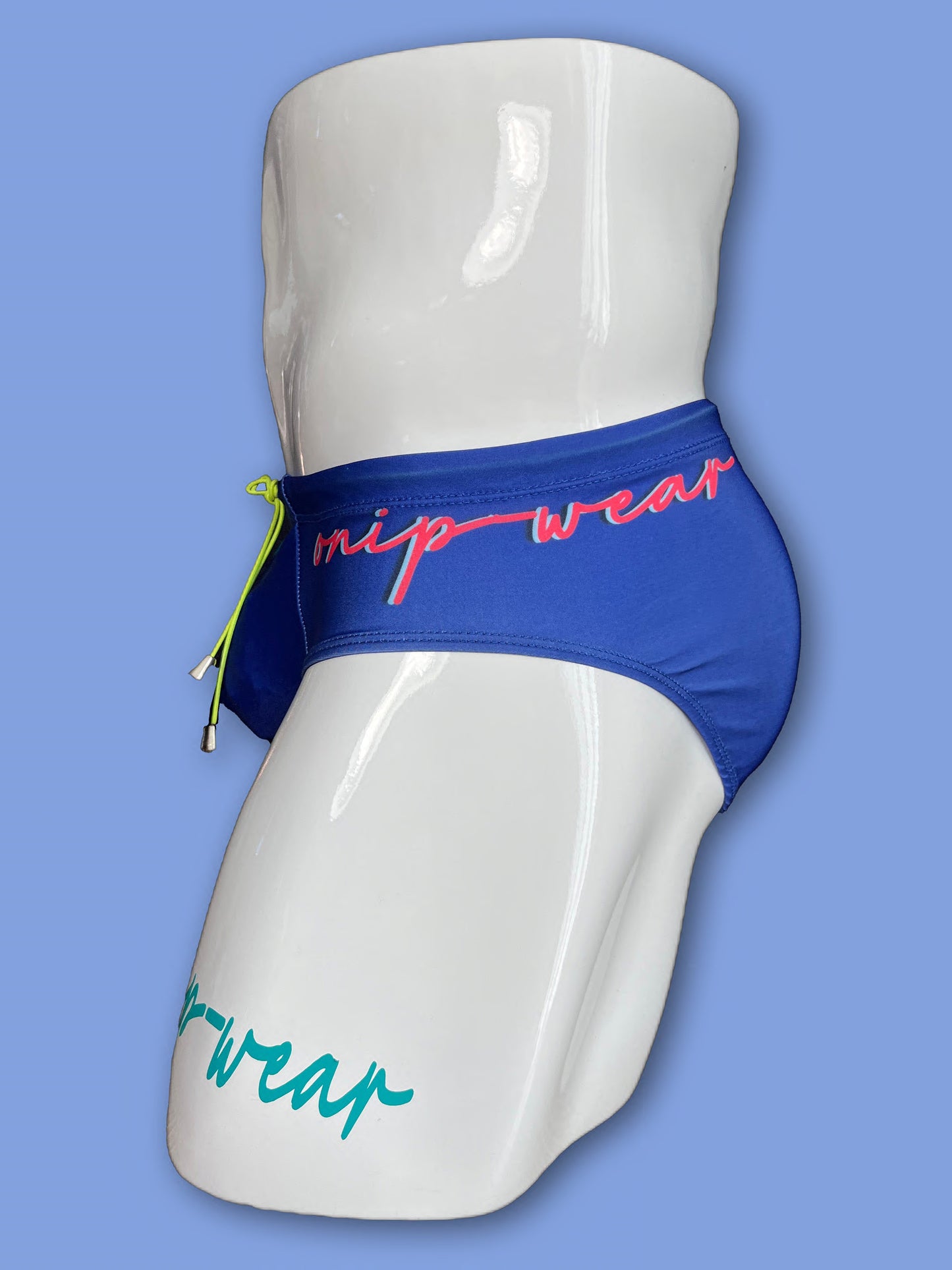 Blue tropical pink flowers swimwear briefs