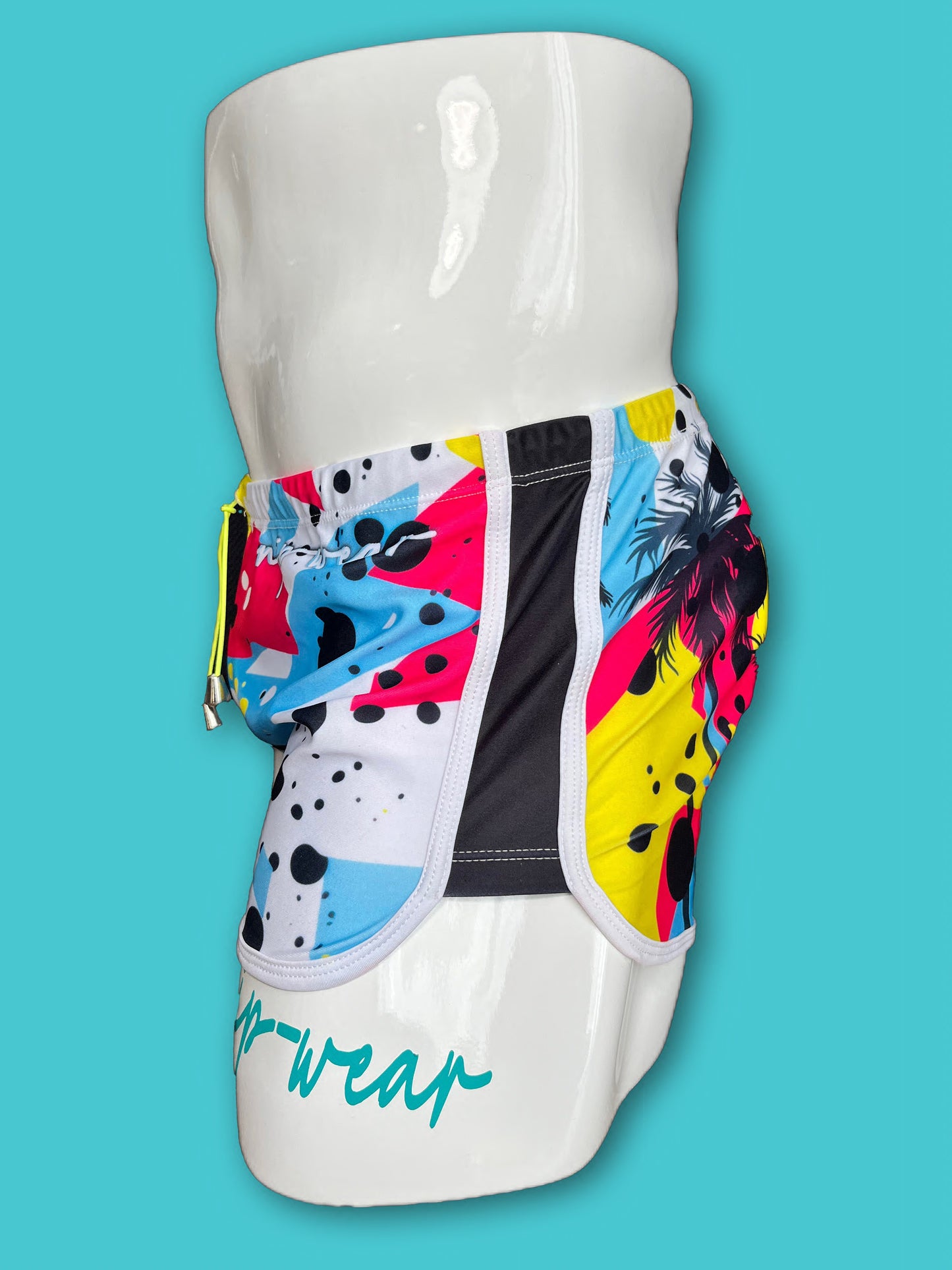 Miami palm 80s theme swimwear briefs square cut