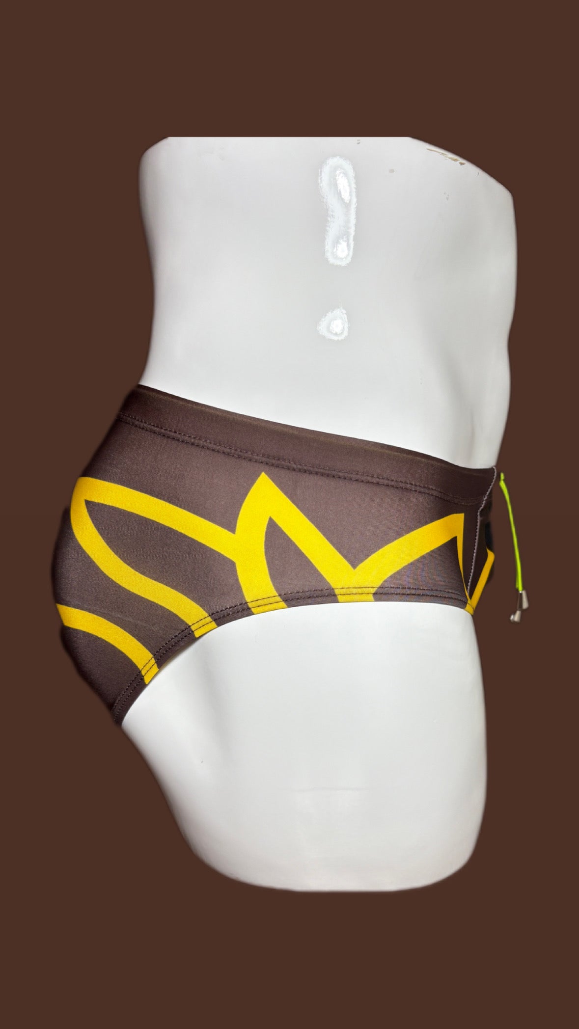 Brown with yellow accent swimsuit by Onip-wear