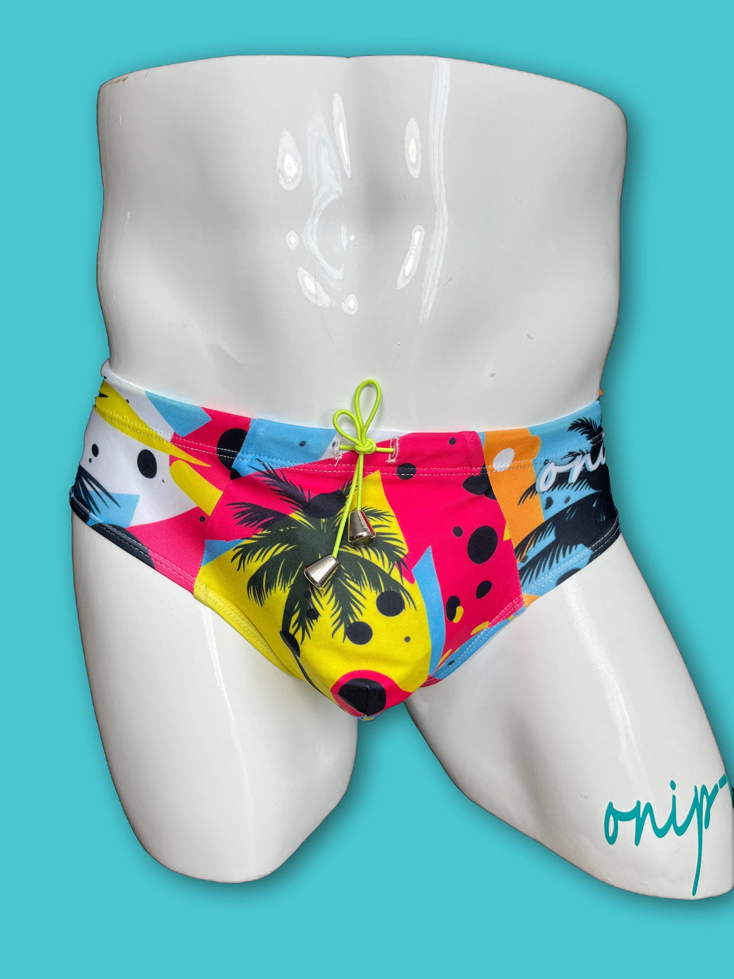 Miami palm 80s theme swimwear briefs bikini