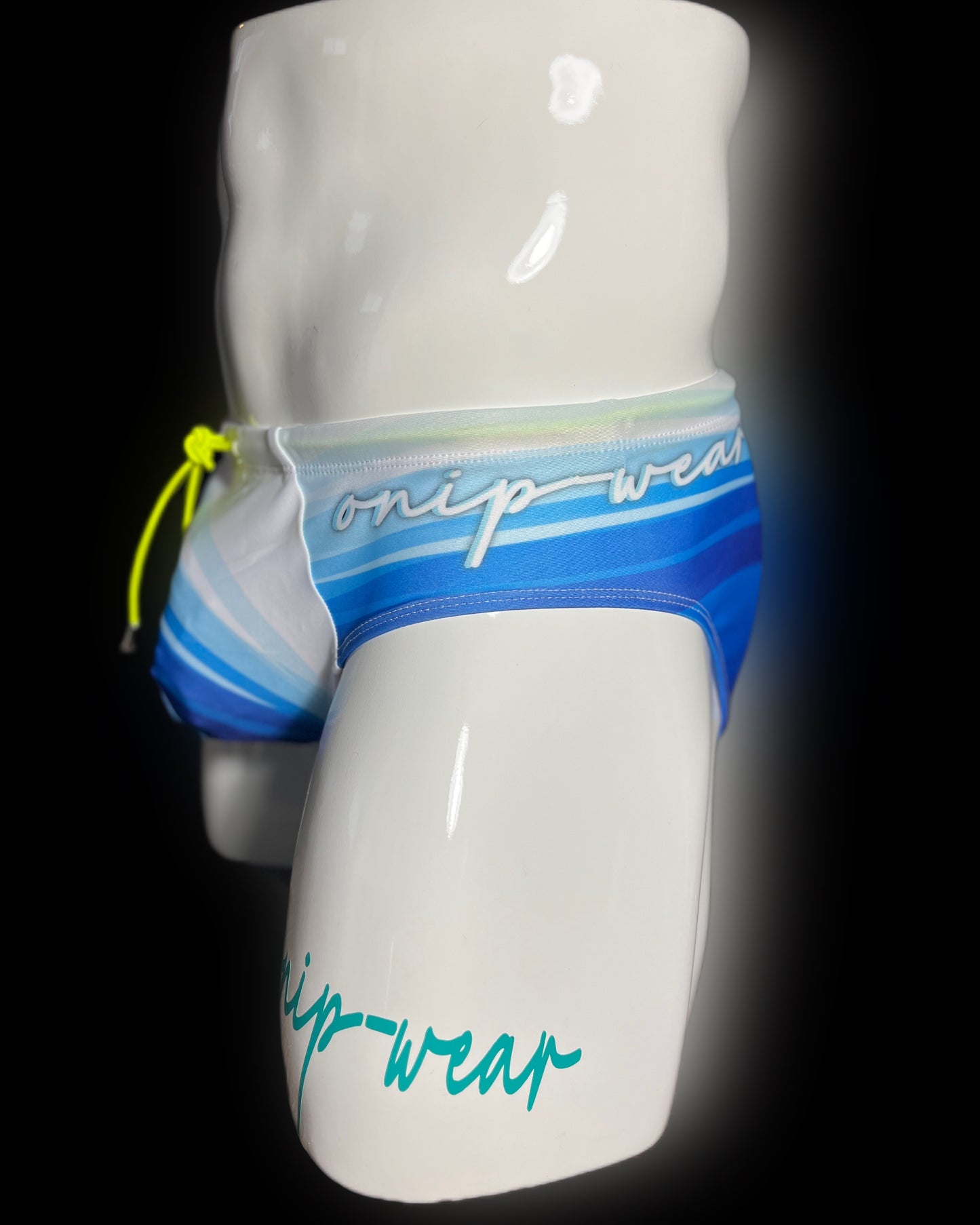 Blue and White Wave Swimwear Briefs- Swimsuit Bikini Style - Men Bathing Suit | Onip-Wear