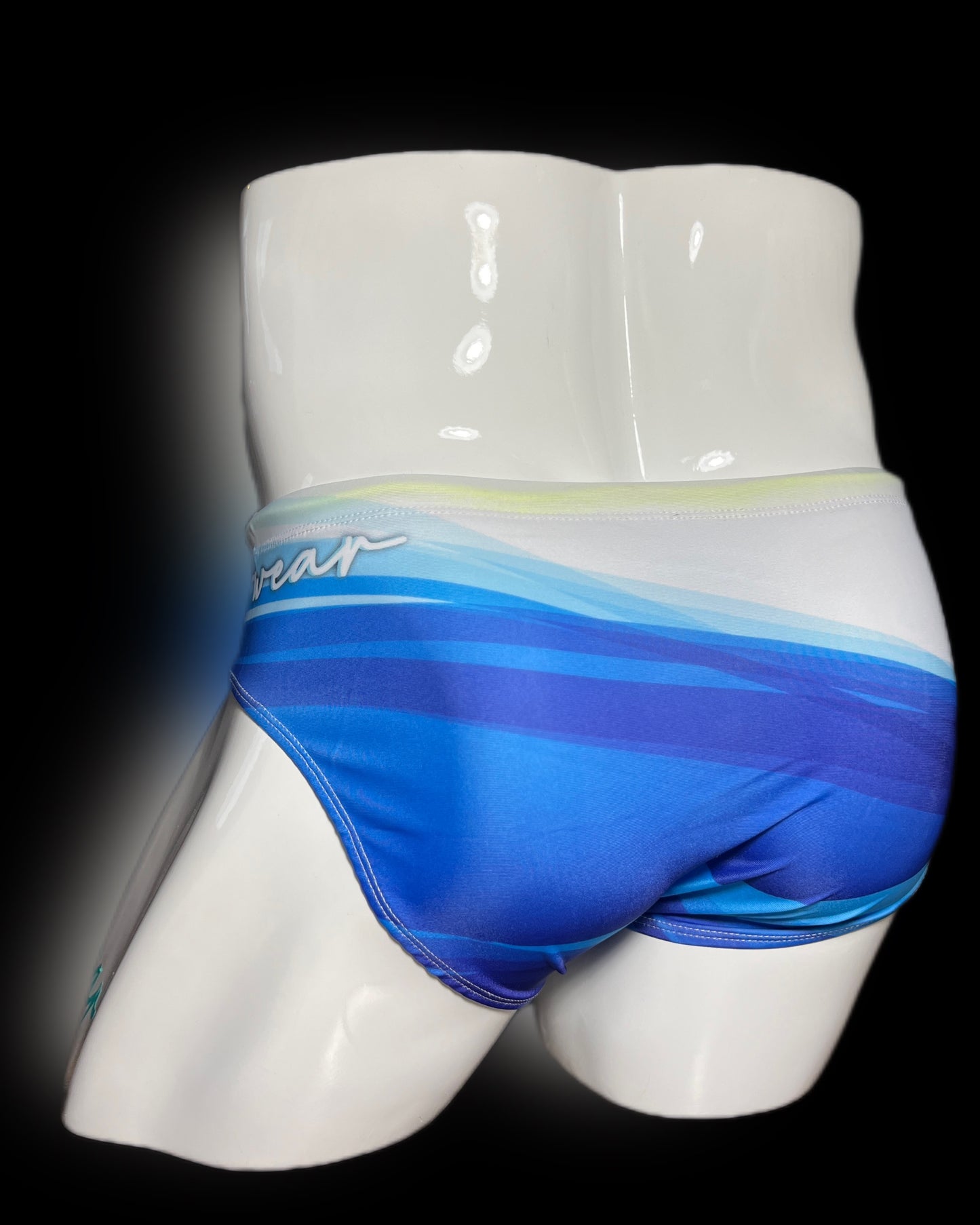 Blue and White Wave Swimwear Briefs- Swimsuit Bikini Style - Men Bathing Suit | Onip-Wear