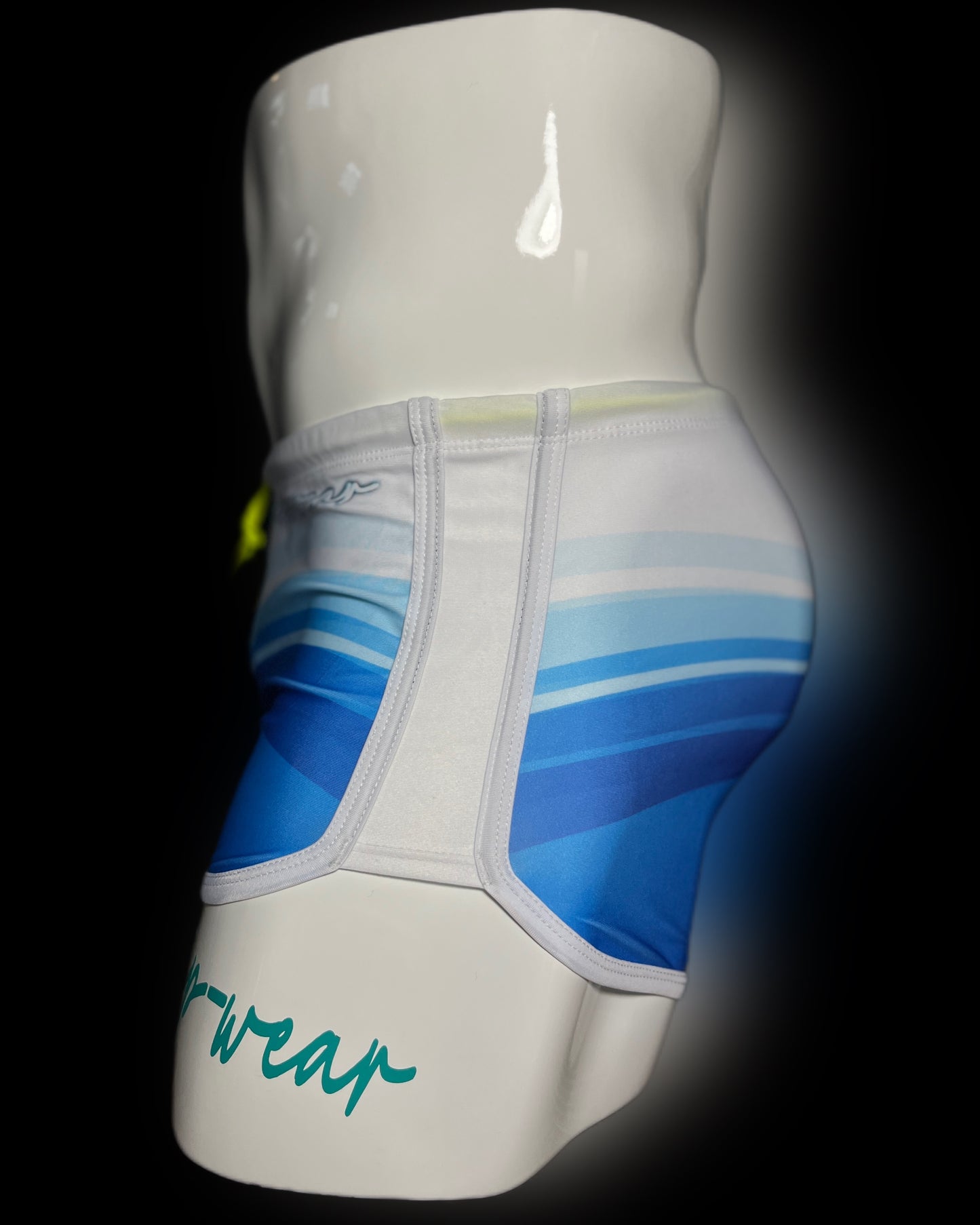 Blue and White Wave Swimwear Shorts - Swimsuit Square Cut Style - Men Bathing Suit | Onip-Wear