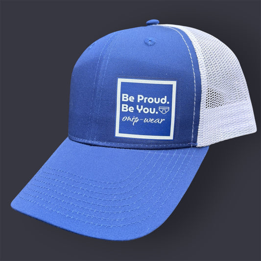 Blue and White Mesh Cap - Be Proud Trucker Cap