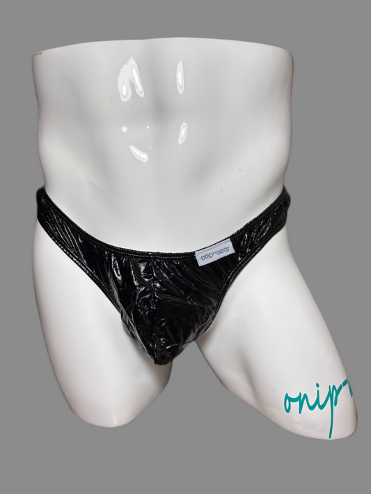 Black men's underwear on a white mannequin thong vinyl