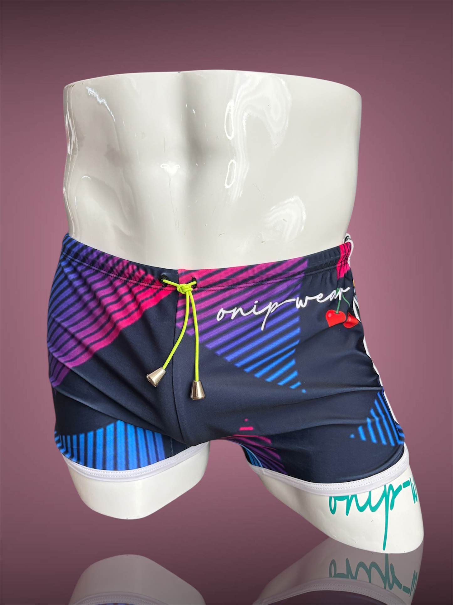 80s Tape Swimwear Shorts - Swimsuit Square Cut style - Men bathing suit