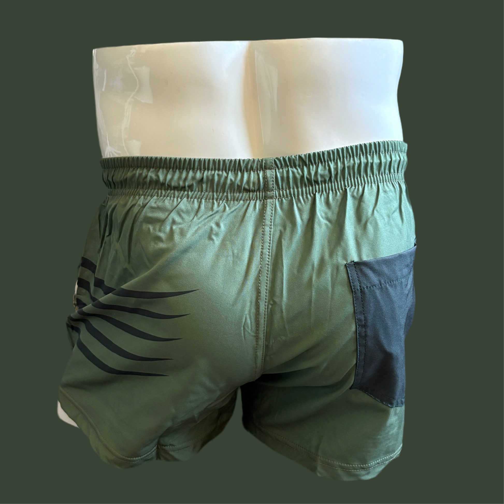 Back view Green swim shorts men