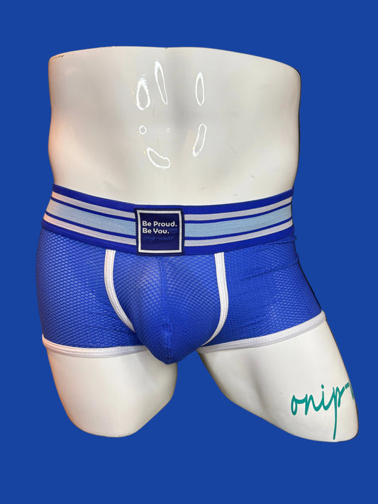 Blue Boxer Brief - Be Proud.Be You. Boxer Brief Men Mesh pouch Underwear. Men Underwear