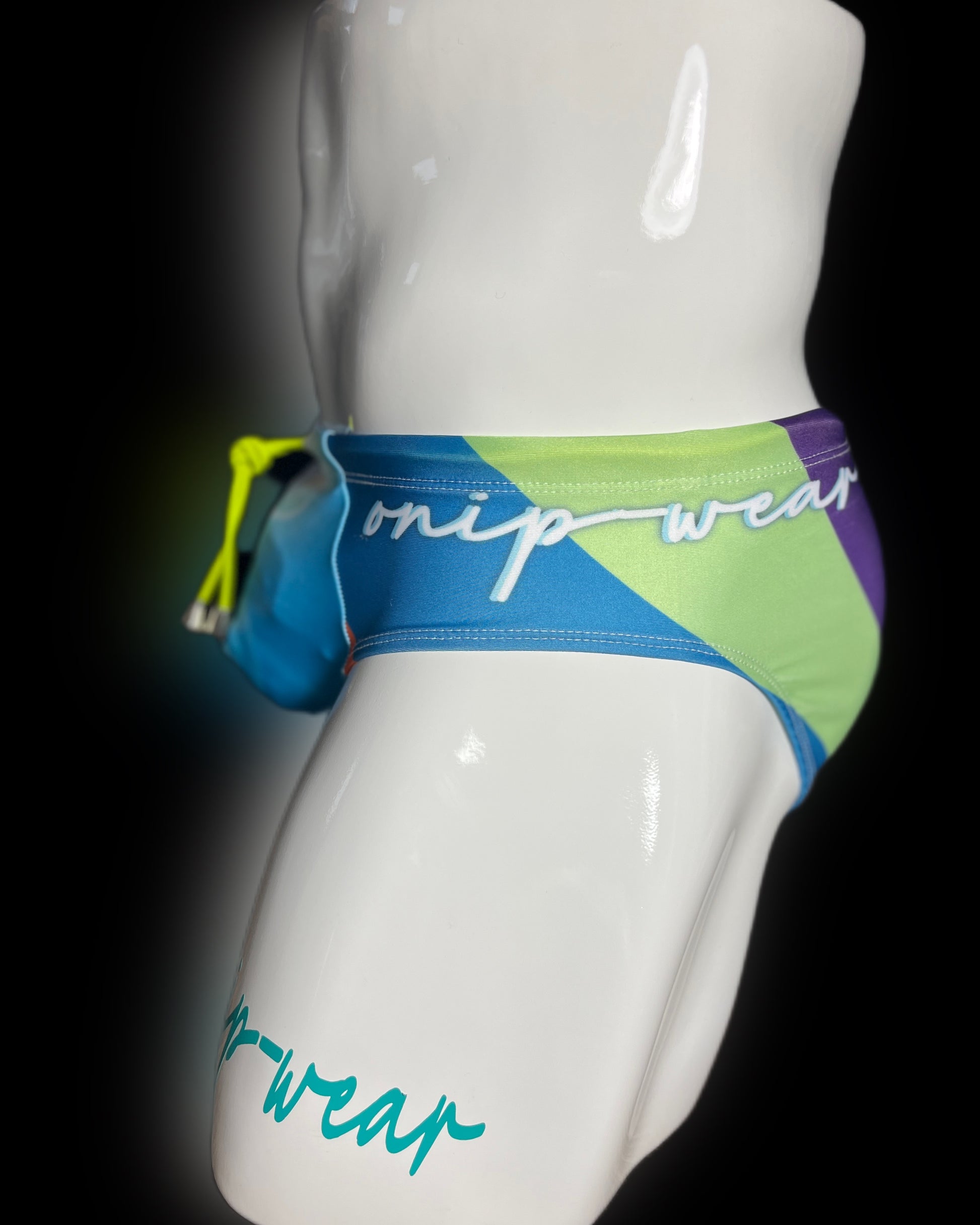 V Stripe Glare Blue Swimwear Briefs- Swimsuit Bikini Style - Men Bathing Suit | Onip-Wear